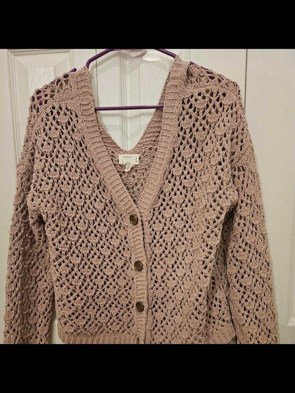 Nicole Miller VINTAGE Chrochet Cardigan Sweater - Dusty Rose